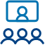 Icon depicting a group of people video conferencing.