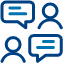 Icon depicting messaging between two individuals.